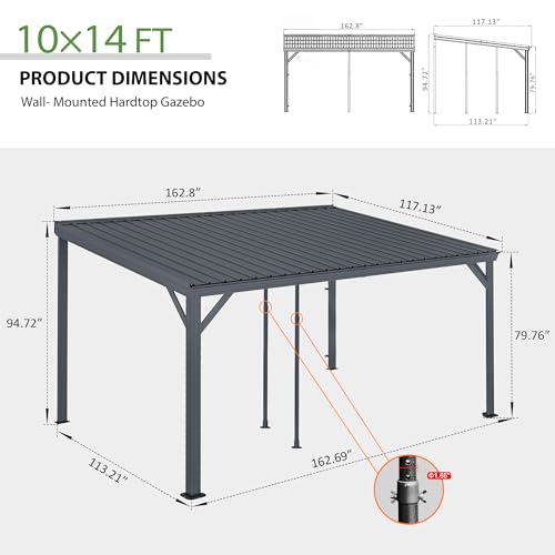 Domi 10x14 Lean-to Hardtop Gazebo Review: Wall-Mounted Patio Shelter with Gutter System image 19