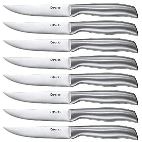 D.Perlla Meat Knife 8 Pieces, Extra Sharp Fixed Blade Meat Knife Set, Professional Fixed Blade Meat Knife for Kitchen Table, 23 cm