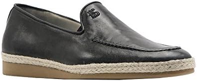 Roberto Botticelli Mens Black Leather Slip On with Rope Trim Size 39 / USA 7