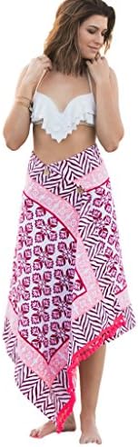Simple Sarongs Women's Beach Towel Swimsuit Cover-up Wrap One Size Pink Pom Pom