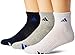 adidas Men's Cushioned Quarter Socks (3-Pair), Collegiate Navy/White/Heather Grey/Blue, Large, (Shoe Size 6-12)
