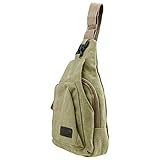 SlickBlue Mens Canvas Chest Pack Crossbody Sports Bag Satchel Shoulder Bag- Army Green