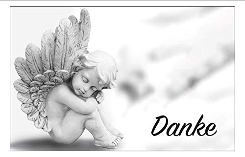 Merz Designkarten 30 Thank You Cards Folding Cards with 30 Envelopes Set Angel Thank You for Mourning/Funeral/Death/Cemetery/Funeral/Funeral/Farewell