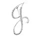 L'vow Clear Crystal Script Initial 26 Letter A - Z Brooch pin (J)