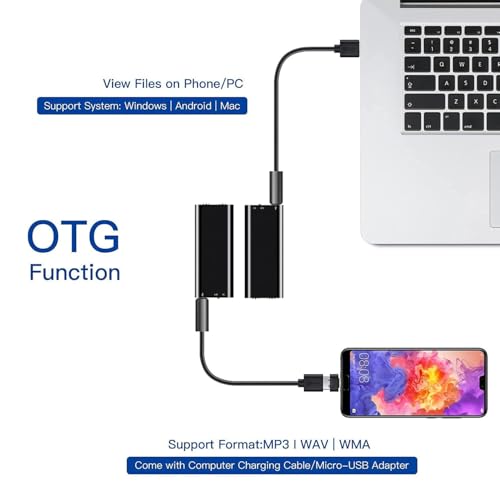 Voice Recorder, Voice Activated Recorder, 20 Hours Continuous Recording, 600 Hours Recording Memory, HD Sound Quality, for Meetings Lectures Interviews Classes Concert