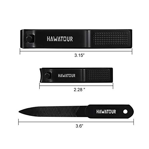 Nail Clippers Set, Stainless Steel Fingernail and Toenail Clipper with Nail File by HAWATOUR