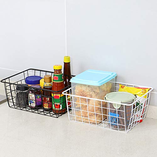 Iron Storage Basket Drawer Organizer Bath/Kitchen/Laundry Rooms Storage Basket Desktop Storage (White) - Thumbnail 5