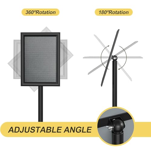 25 * 120Cm Sign Holder Stand, Height adjustable Floor Standing Signage with Snap-Open Frame Display Poster for Advertising, Black