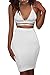 ioiom Womens Stylish Criss Cross Slim Fit Tight Autumn Midi Dress for Party White L