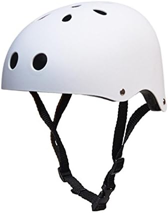Shufua Adult Skateboard Helmet Impact Resistance Ventilation for Multi-sports Cycling Scooter Roller Inline Rollerblading Longboard Two Wheel Electric Board Bike Small (White)