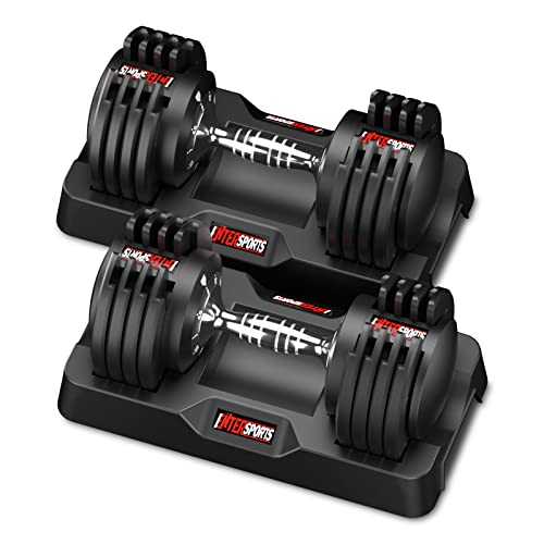 EnterSports 12kgx2 Verstellbare Hanteln Einstellbare Platzsparende Hantel, Hanteln Verstellbar mit rutschfestem Griff 5 Gewichtsstufen-2-12kg, Gut für