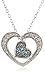 Sterling Silver Blue and White Diamond Double Heart Pendant Necklace (0.07Cttw, G-H Color, I2-I3 Clarity), 18