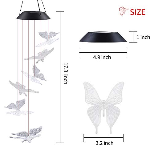 image for ecoeco Solar Wind Chime Color Changing Solar Mobile Transparent Butter