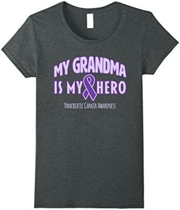 Womens My Grandma is My Hero Pancreatic Cancer Awareness T-Shirt Medium Dark Heather