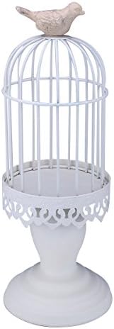 FUMUD Romantic Iron Birdcage Tealight Candle Holder Wedding Party Centerpiece Decor (White)