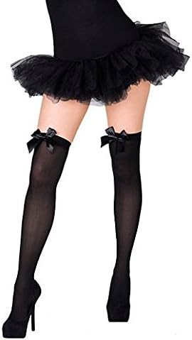 Fancy Face Paint Color Halloween Black Satin Bow Thigh High Stockings