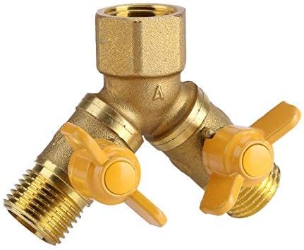 Amazon Com Dewin 2 Way Hose Splitter G1 2 Brass Dual Faucet Connector With Valve Garden Irrigation Double Tap Adapter Home Kitchen