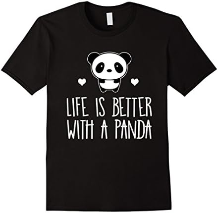 Men's Life Is Better With A Panda Animal Bear Hearts T-Shirt Medium Black