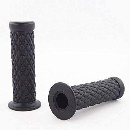 Non Slip Rubber Bar End Thruster Grip Pair/2PCS 7/8" 22mm Motorcycle Comfort Hand Handlebar Grip Thruster Grip for Harley Honda Triumph Yamaha Kawasaki CG125 CB400 (Black)