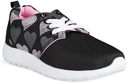 [SBJ200-BLACKHEART-Y2] ShoeShox Jogger Sneakers for Girls, Babies &amp; Toddlers, Mesh, Black Heart