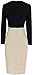 LUNAJANY Women's Chic V neck Color-Blocked Wear to Work Sheath Dress, White and Beige M