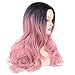 LOVBITE Pink Wigs for Women Synthetic Ombre Pink Wig Hair None Bangs Long Natural Wavy Pink Wigs High Temperature Heat Resistant Synthetic Hair Women's Cosplay Wigs for Daily Party Wear