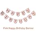 Paxcoo Pink and Gold Birthday Decorations with Birthday Banner Balloons Tissue Flowers Fringe Curtain for Girls 1st Party