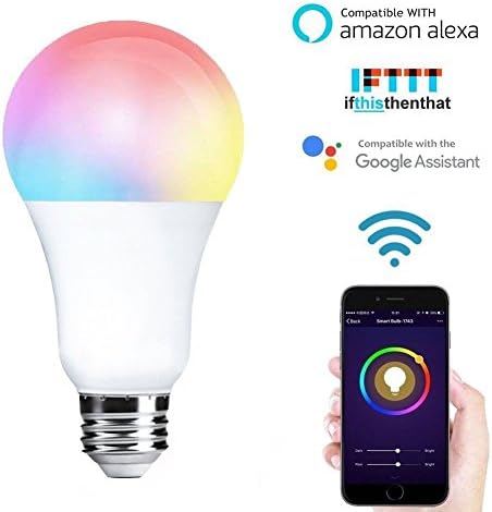 Smart LED Light Bulb E26 A21 Dimmable Multicolor 10W 100W Equivalent Wifi Remote Control Compatible with Alexa and Google Assistant IFTTT