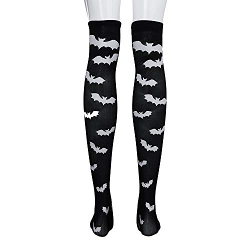 ANJUNIE 1 Pair Halloween Printing Thigh High Socks for Womens,Windproof Stockings Over The Knee Hosiery(BlackA,Freesize) - Thumbnail 2