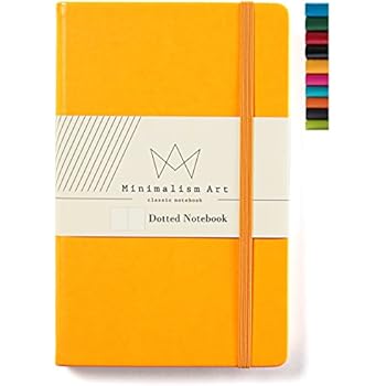 Minimalism Art | Classic Notebook Journal, Size: 5" X 8.3", A5, Yellow, Dotted Grid Page, 240 Pages, Hard Cover/Fine PU Leather, Inner Pocket, Quality Paper - 80gsm | Designed in San Francisco