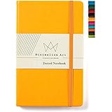 Minimalism Art | Classic Notebook Journal, Size: 5" X 8.3", A5, Yellow, Dotted Grid Page, 240 Pages, Hard Cover/Fine PU Leather, Inner Pocket, Quality Paper - 80gsm | Designed in San Francisco