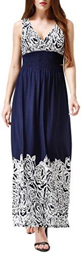 Wantdo Women's Beach Dress Boho Maxi Dresses Plus Size with Printed US X-Large