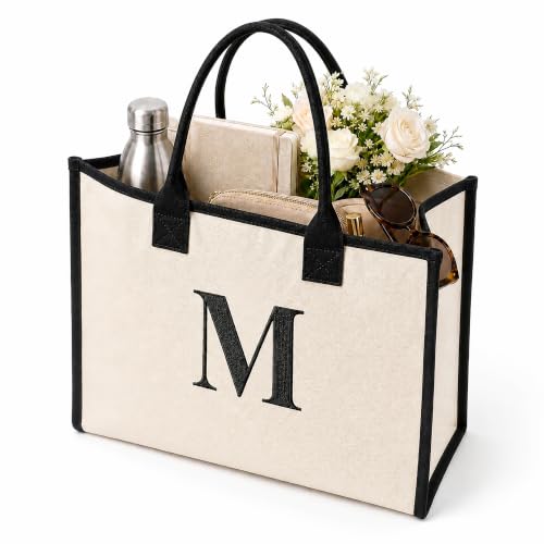 Personalized Initial Monogram Utility Grocery & Gift Canvas Tote at Amazon