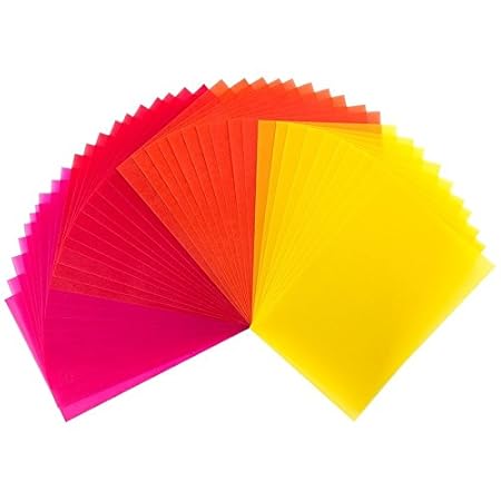 40 Transparentpapiere, 10cm x 15cm, 130 g/m² | buntes Papier zum Basteln, Scrapbooking, Kartengestaltung, DIY u.v.m. (Gelb, R