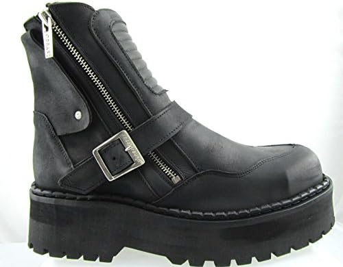 STEELGROUND Unisex Leather Motard Boots Black Box Rock Biker Ultra Resistant STELL Cap
