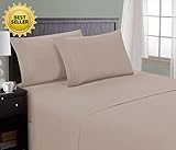HC COLLECTION Hotel Luxury Comfort Bed Sheets Set, 1800 Series Bedding Set, Deep Pockets, Wrinkle & Fade Resistant, Hypoallergenic Sheet & Pillow Case Set(Full, Taupe)