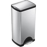 simplehuman 50 Liter / 13.0 Gallon Rectangular Kitchen Step Trash Can, Brushed Stainless Steel