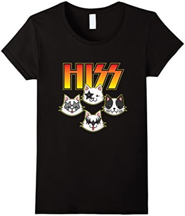 Womens Hiss KISS Cats Kittens Rock n Roll T-Shirt Medium Black