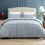 Top Finel Gray Duvet Cover Queen Set Plaid 2 Pillowcases Soft Solid Brushed Microfiber Durable Wrinkle & Fade Resistant Comforter Protector