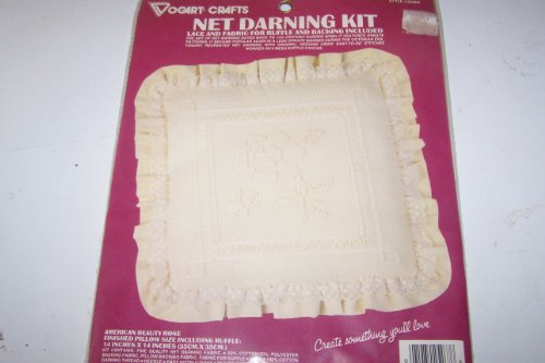 Vogart Crafts Net Darning Kit American Beauty Rose Pillow 2526G