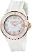 Akribos XXIV Women's AK502WTR Ceramic Case with Rose-tone Accents and White Rubber Strap Watch