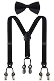CEAJOO Durable Adjustable Suspenders and Matching Bow Tie Set for Adult Kids
