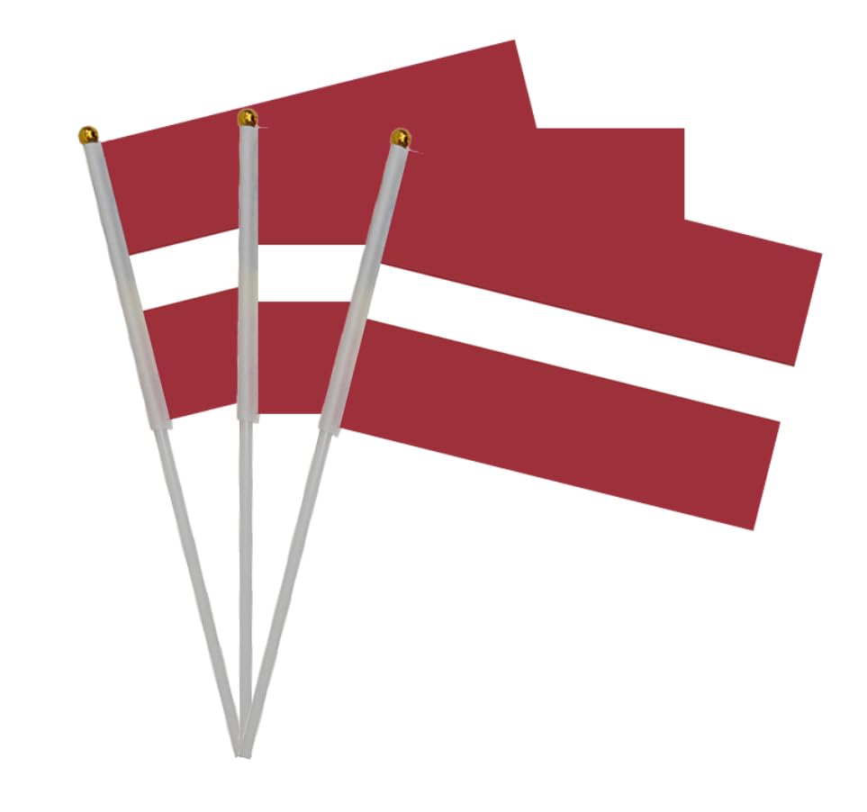 20 Pieces of Hand Crank Flags of Latvia for National Day, Parades, Hand Flag Latvia, Bars Decoration Flags Latvia, Bunting Latvia