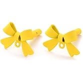 DanLingJewelry 20Pcs Bowknot Stud Earring Findings Yellow Bow Tie Studs Earring Posts with Hole for DIY Jewelry Making