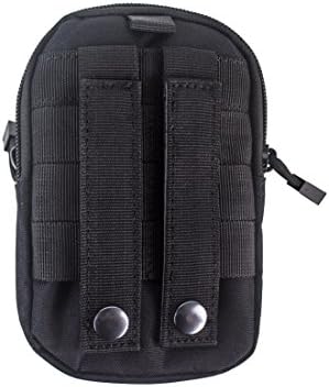 Akmax Multi-Purpose Military Molle Utility Pouch Bag Waist Belt Bag Wallet Pouch Purse Phone Case with Zipper (Black)