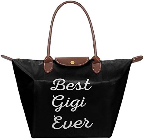 New Fashion Ladies Large Tote Bags Best Gigi Ever,Multifunction Waterproof Shoulder Handbags With ZippeBlack