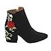 QUPID EJ10 Women's Floral Embroidered Wrapped Chunky Heel Ankle Booties