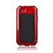 iPhone 5S Case,Gorilla Glass Luxury Aluminum Alloy Protective Metal Extreme Shockproof Military Bumper Heavy Duty Cover Shell Case Skin Protector for Apple iPhone 5/5S (Red)