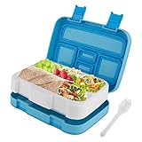 Lunch Box for Kids Childrens, Bento lunch Box for Boys Girls, Toddler School Lunch Containers 5-Compartment On-the-Go Meal Fruit Snack Packing for Picnic Outdoors, Leak Proof Durable & Microwave Safe