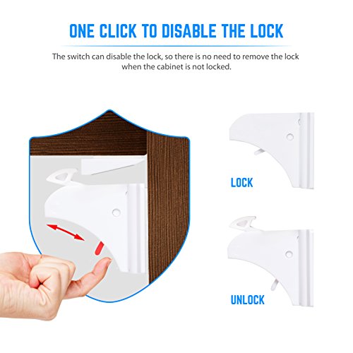 Magnetic Cabinet Locks for Baby Proofing Cabinet Child Safety Locks [12 Locks & Latches, 2 Magnetic Keys, 8 Corner Guards] Drawer Lock Invisible Design without Nails, Easy To Install - Thumbnail 5